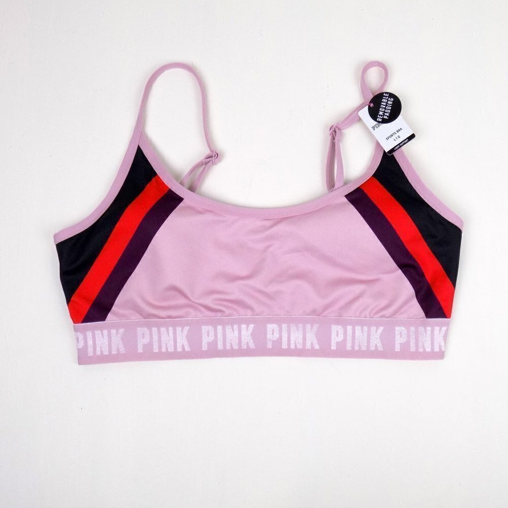 nwt PINK vs ultimate sports bra retro stripes